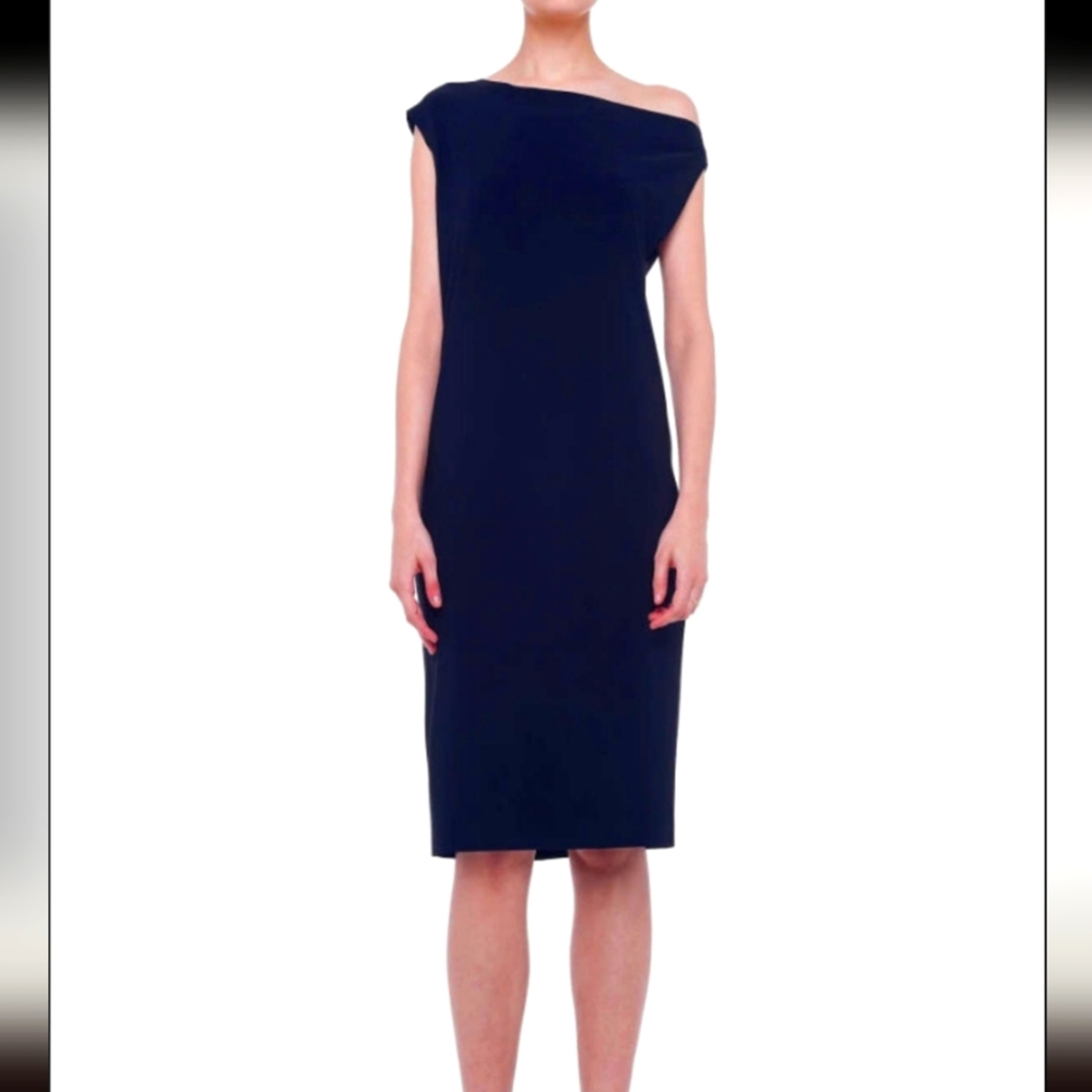 Norma Kamali Black Drop Shoulder Sheath Dress